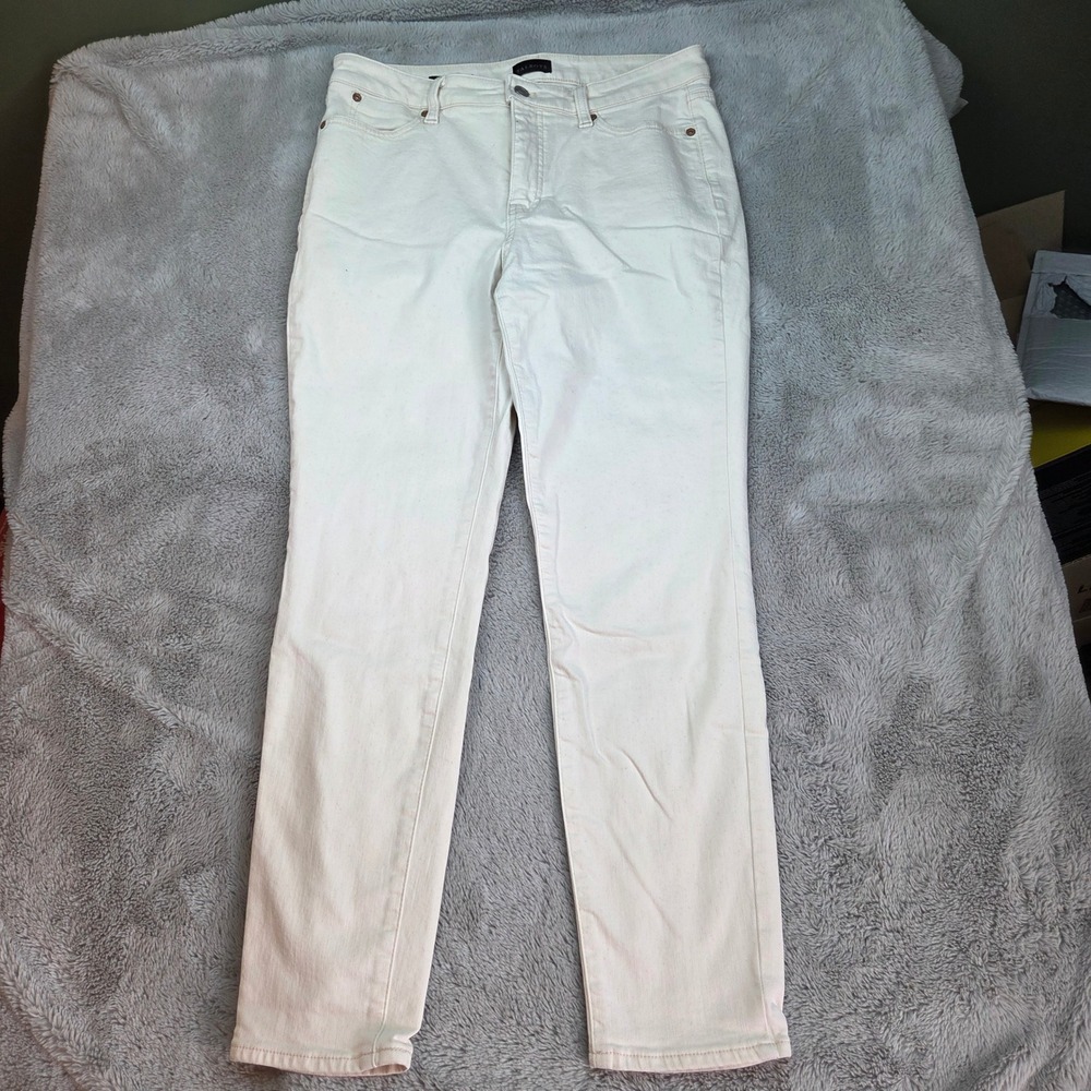 Talbots Slim Ankle Jeans Womens 8 White Denim Stretch Pants 5-Pocket Classic
